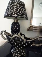 Tischlampe mit Strass und passende Schale mit Strass