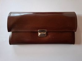 Vintage Service-Portemonnaie echt Leder braun