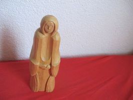 Vintage Engel Figur aus Holz geschnitzt 18 cm
