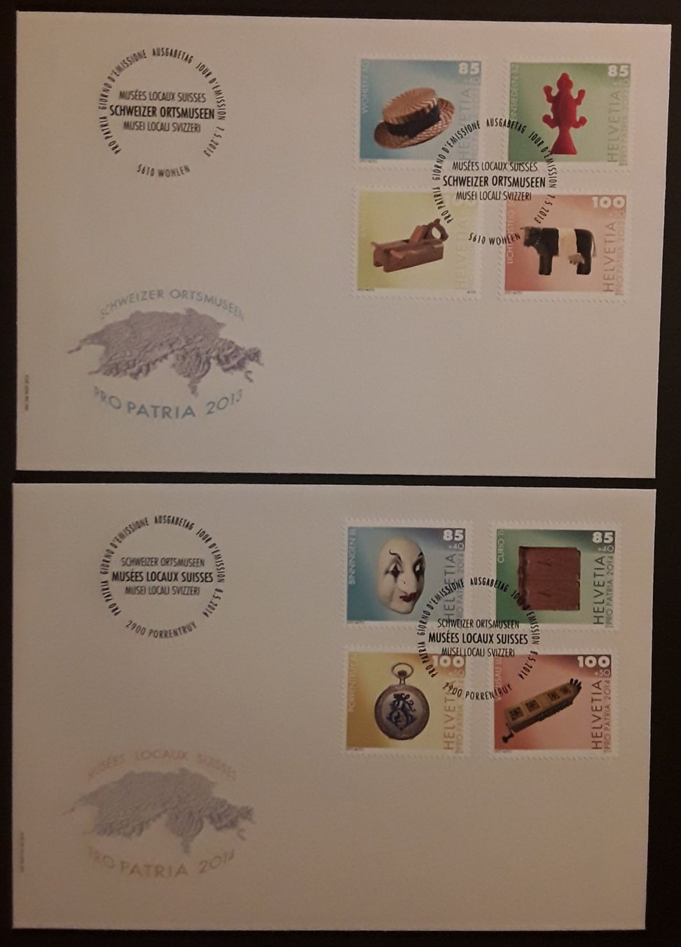 Tutti i francobolli: 2013-2017: Pro Patria 5  FDC ungelaufen – Usato da Walperswil venduto da Tcheidi