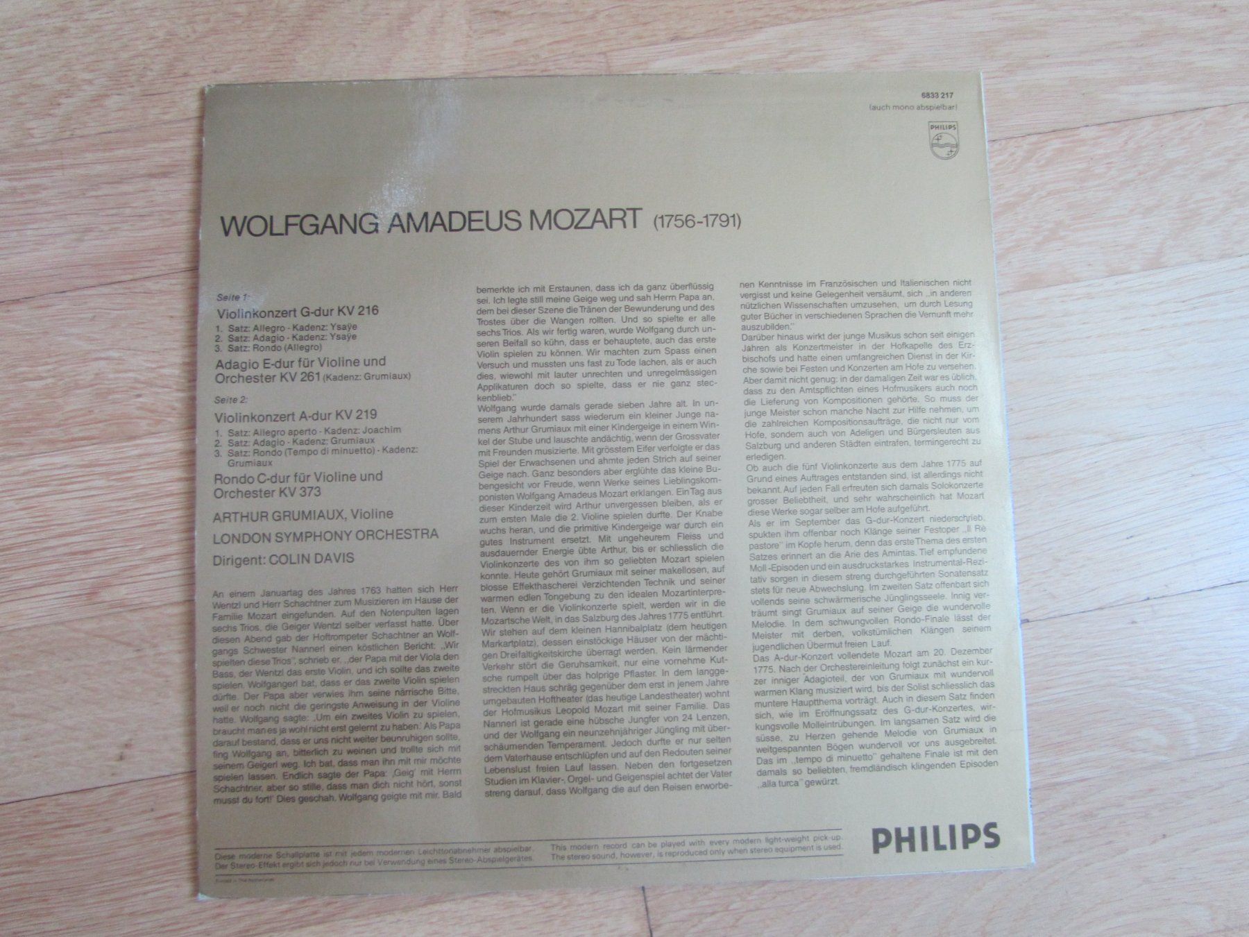 Dischi in vinile: Mozart - Violinkonzerte - Grumiaux - Philips Schallplatte – Usato da Seengen venduto da mikelele 3