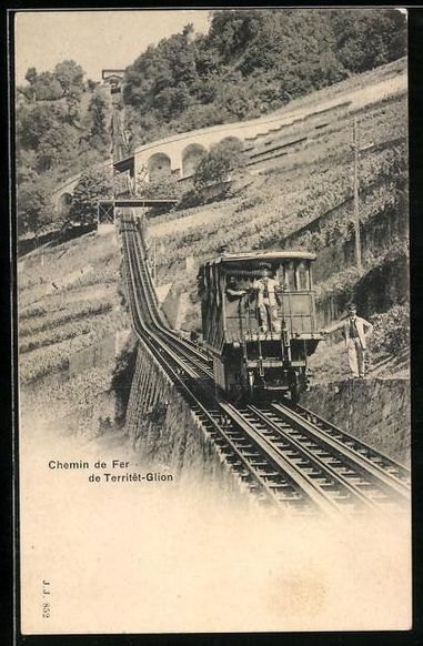 Cartoline postali: AK Bergbahn zwischen Territe und Glion – Usato da Berlin venduto da bartko-reher