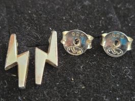 Boucles d'oreilles Eclair Argent 925 , top etat 11 mm ☆☆☆