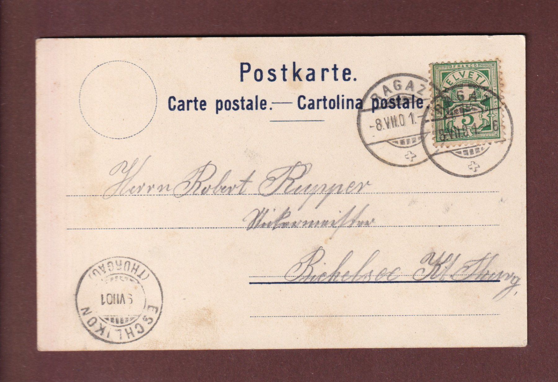 Ansichtskarten: Gruss aus WARTENSTEIN - 1901 – Gebraucht aus Pully von nicecards-shop 1