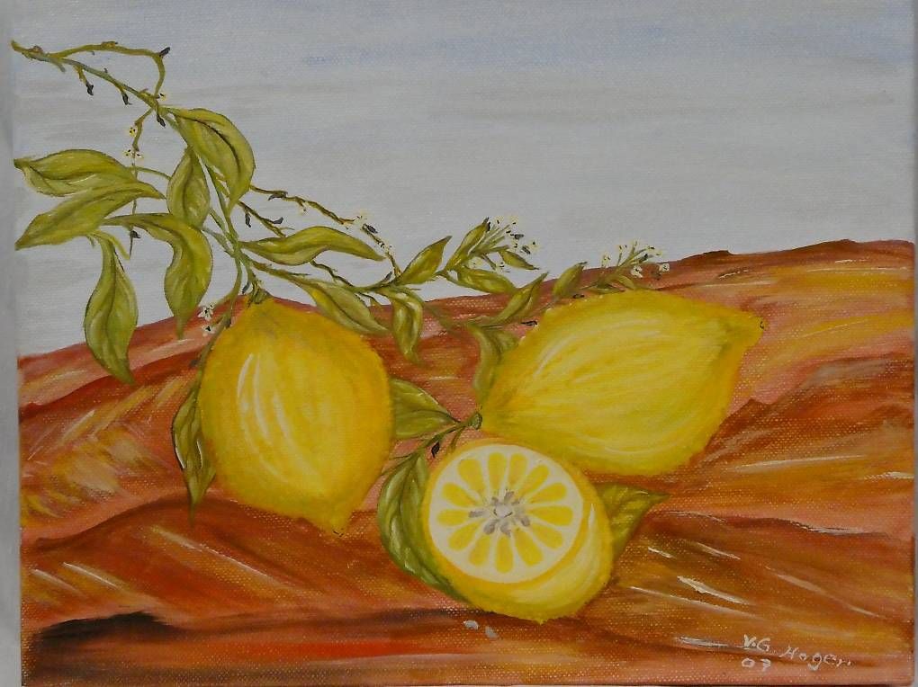 Dipinti: Acrylbild Zitronen / Stillleben – Usato da Uznach venduto da gartenri