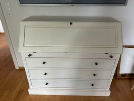 Sekretär Schrank weiss mit Schubladen gebrauchter Zustand