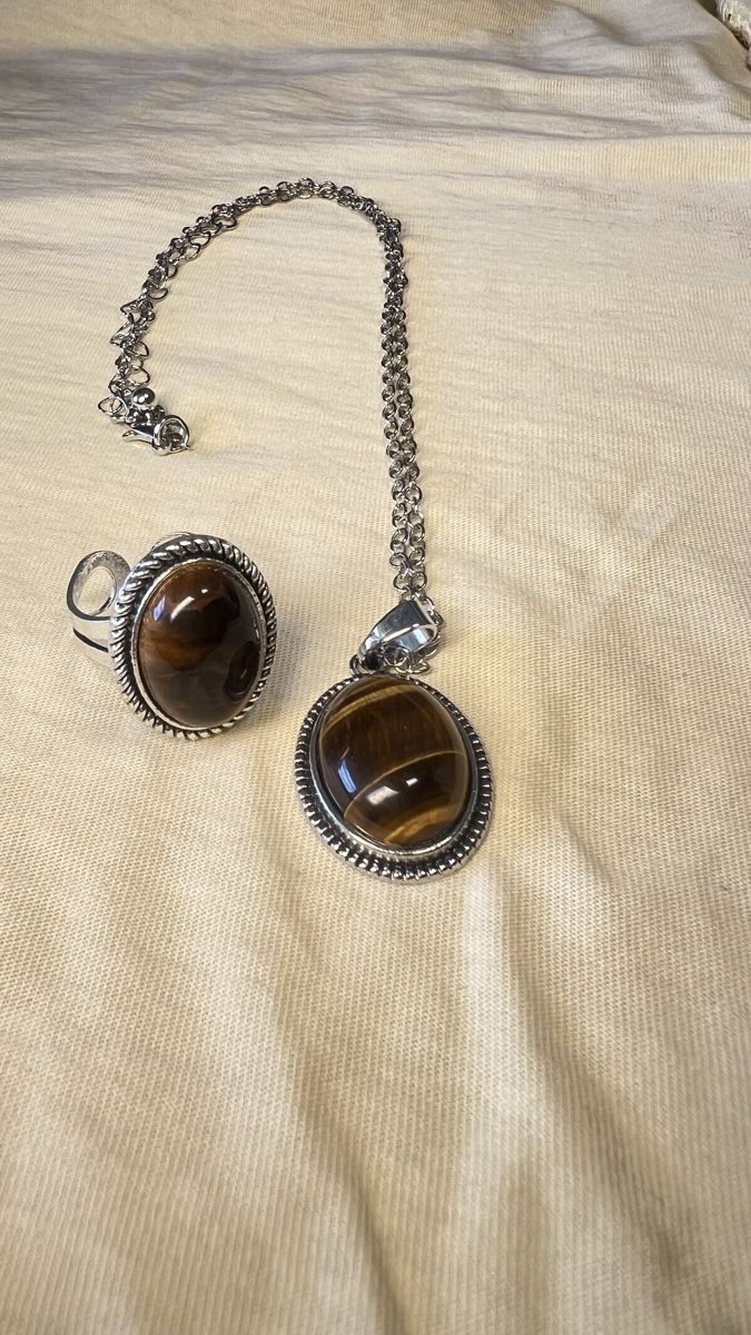 Altri gioielli: Tiger Eye Necklace Ring Set/Ring und Halskette echter Stein – Usato da Pratteln venduto da nt.geschenkshop 5