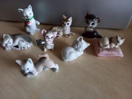 8  Katzenfiguren Deko Figuren Porzellan, für Sammler