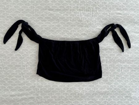 Damen Crop Top schwarz mit Bindebändern