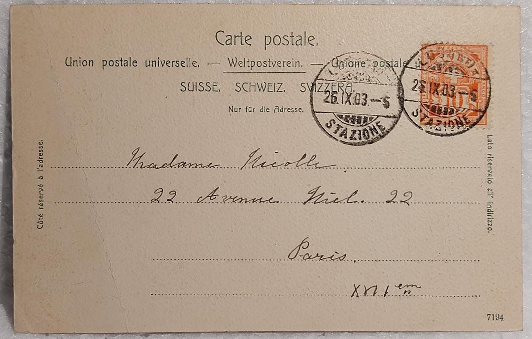 Cartoline postali: GOESCHENEN  -  Gotthardbahn  - Grosse Tunnel - 1903 – Usato da Delémont venduto da Domdom1 1