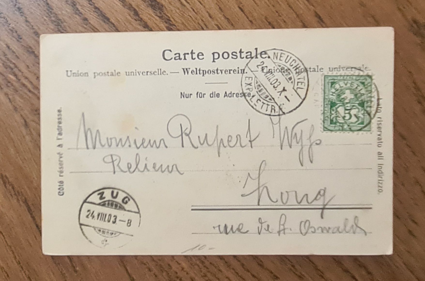 Cartoline postali: Neuchâtel - vue génerale 1903 – Usato da Ebikon venduto da Donar50 1