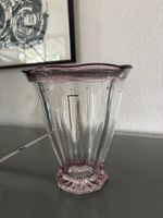 Vase pink glass fluted optic base vintage fair condition