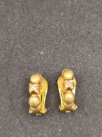 Vintage Design vergoldete Ohrclips, schmucksteine halten gut