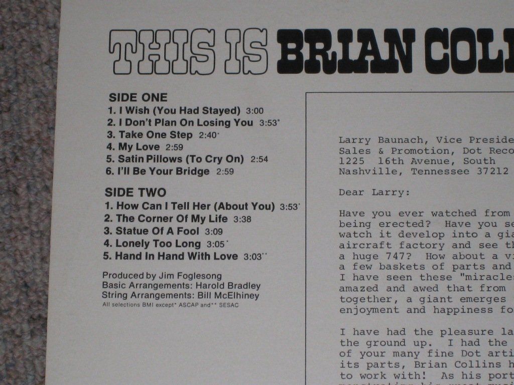 Vinyles: LP - BRIAN COLLINS – D'occasion à Steckborn par Quo7 1