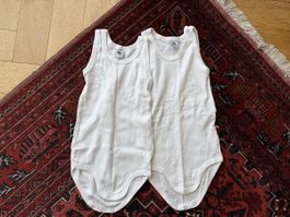 Petit Bateau 2 Unterhemd-Bodys Gr. 86 Weiss Baumwolle