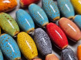 40x Keramik Zwischen Fass Zylinde Olive Kette Basteln Perlen
