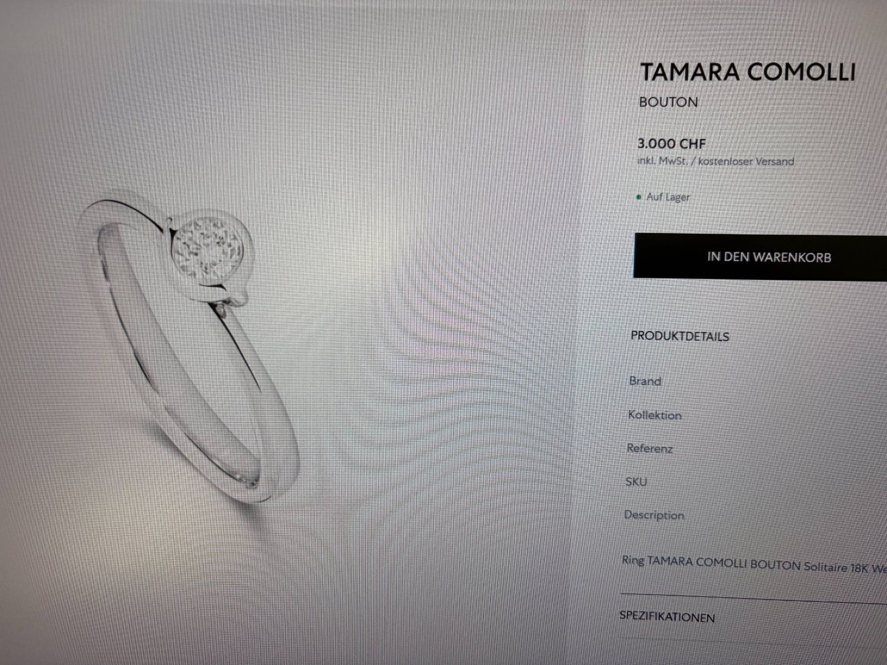 Ringe: 3 TAMARA COMOLLI BOUTON Solitaire Diamond Ring – 18K White – Neu (gemäss Beschreibung) aus Zumikon von Grenquila 8