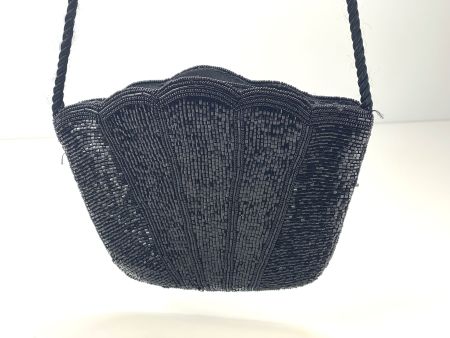 RETRO Vintage Abendtasche Muschelform Perlen Glitzer Schwarz