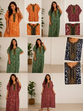 Robe longue imprimée brodée femme taille xxl