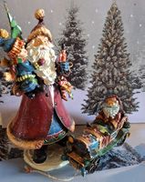 ÄLTERER METALL NIKOLAUS MIT NIKOLAUS AUTO MIT MUSIK