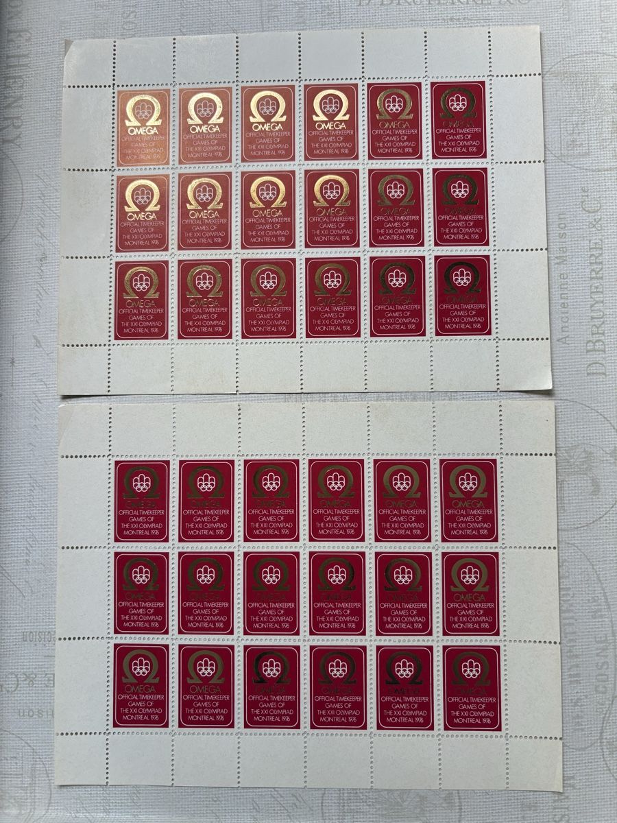 Tutti i francobolli: 2 Bogen - Omega Montreal 1976 - Timbres -Vignettes – Nuovo (secondo la descrizione) da Zweisimmen venduto da Domii