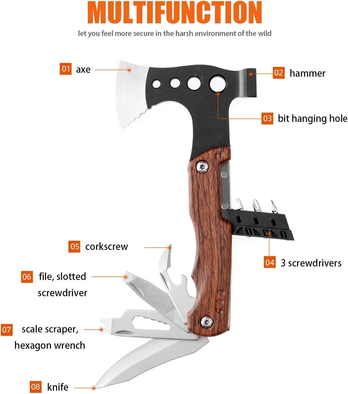 Coltelli tascabile: Mutitool Axt 12 Funktionen Camping Outdoor Wandern – Nuovo e nell'imballaggio originale da Hundwil venduto da tec_mm27 2