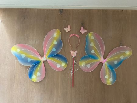 Verkleidungsset-Fee: 2x Flügel, Zauberstab und Haarreif