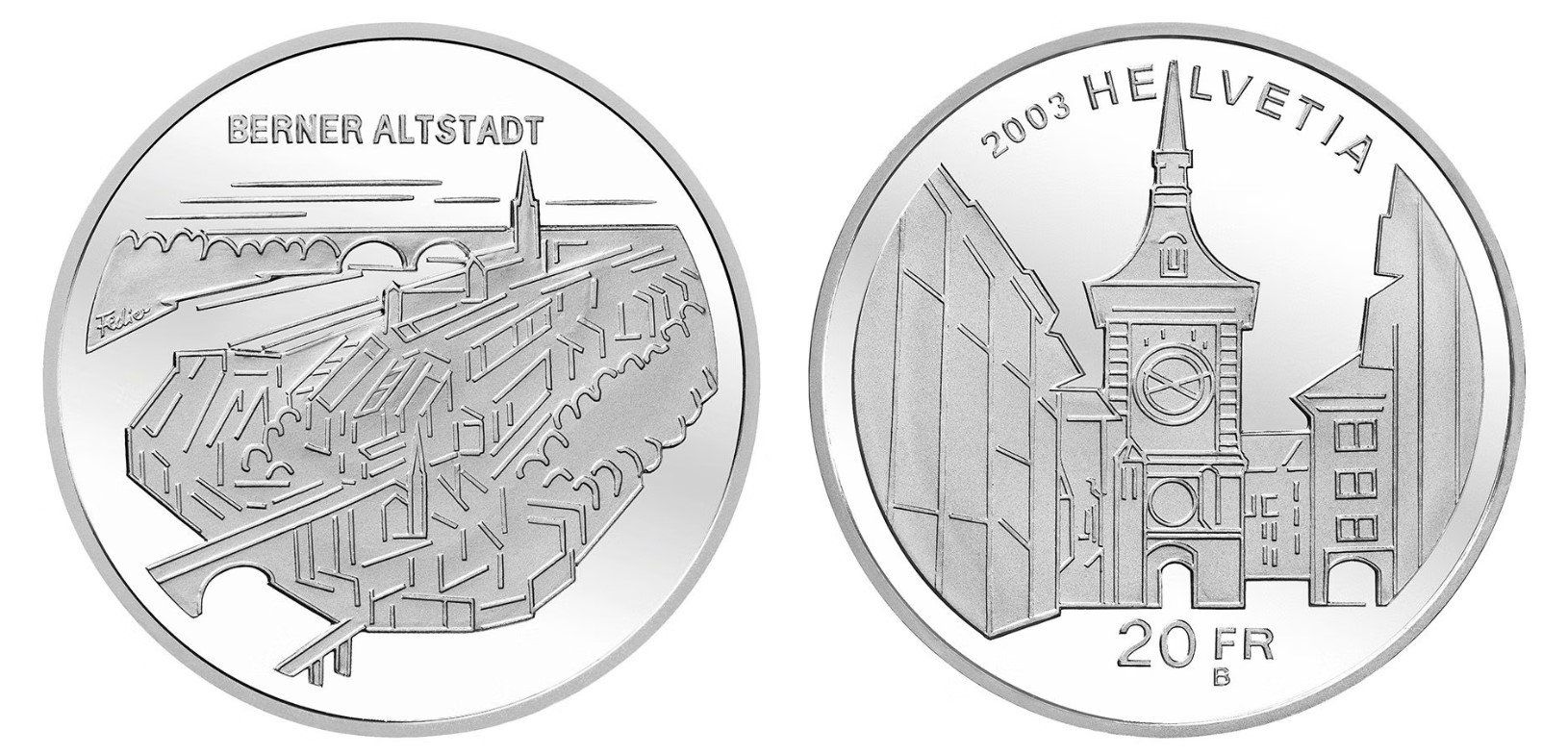 Tutti le monete: 2003. 20 FR. Berner Altstadt. – Nuovo (secondo la descrizione) da Solothurn venduto da Numis_4500