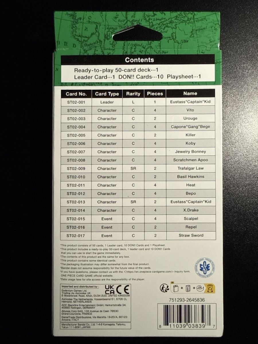 Bandai Sammelbilder & Trading cards: One Piece Starter Deck ST02 Worst Generation Pre-Errata – Neu und originalverpackt aus Dübendorf von godpack 2