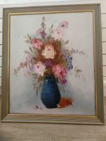 Tableau Vintage – Huile sur Toile "Bouquet de Fleurs 