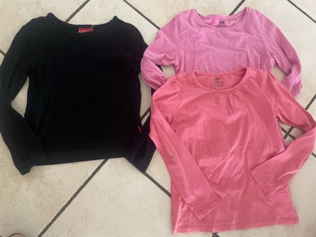 3 H&M Langarmshirts pink, rosa und schwarz Gr.122