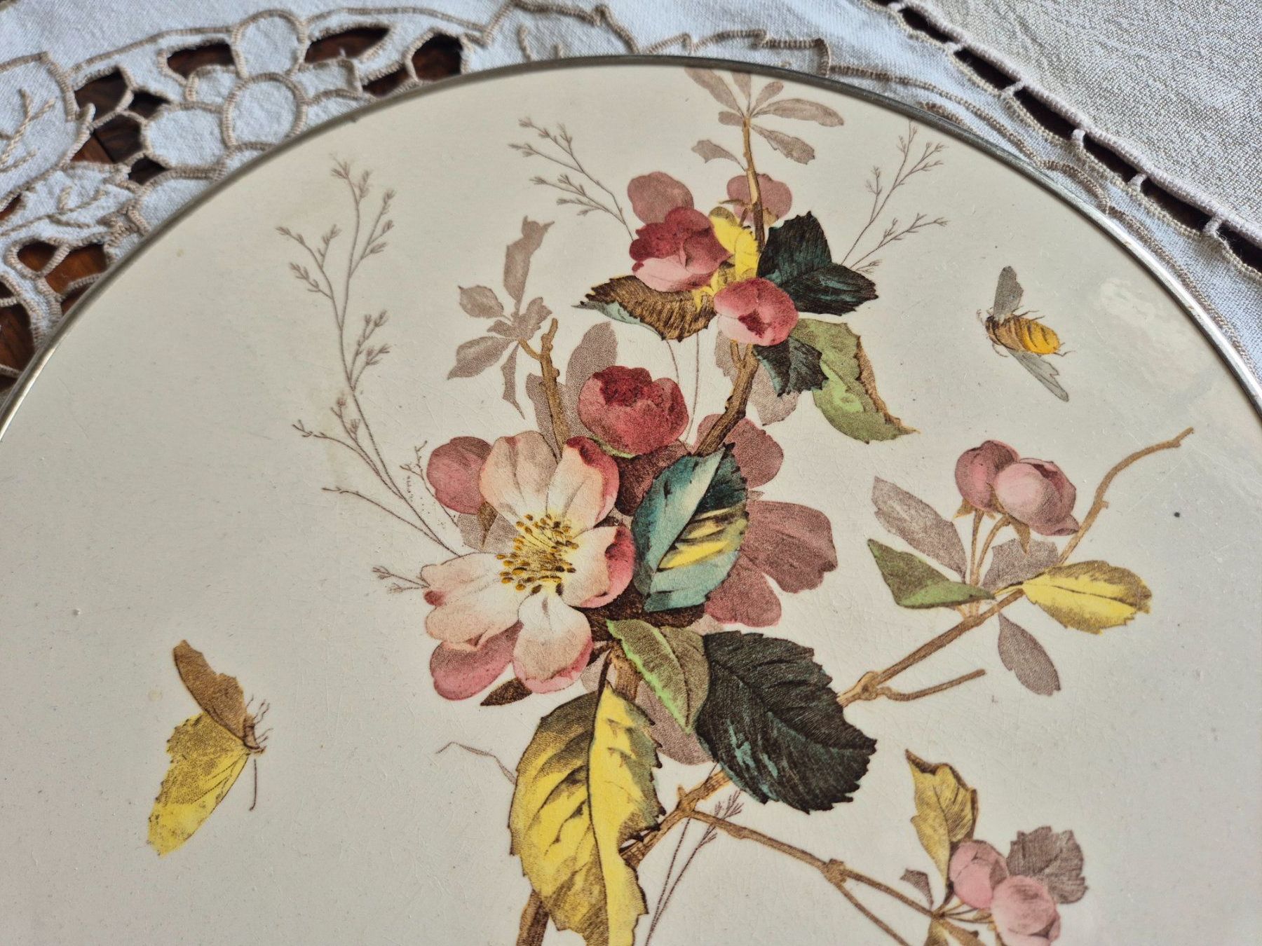 Plateaux: Antike Serviertablett mit Blumenmuster – D'occasion à Bern par aronari 2