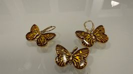 Silber vergoldet: Schmetterling Schmuckset - Neu Zustand!