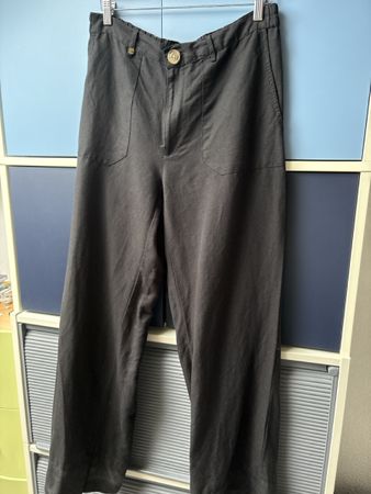 Schwarze Leinenhose Gr.38/40 Sommerhose weit geschnitten