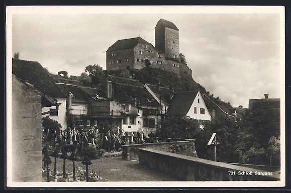 Ansichtskarten: AK Sargans, Ortsansicht mit Schloss – Gebraucht aus Berlin von bartko-reher