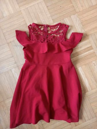 Rotes Kleid Mädchen Festlich Spitze Gr. 128