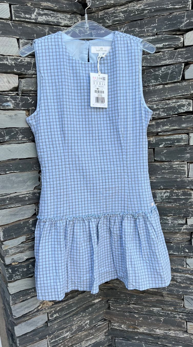 Pull&Bear Kleider: Hellblaues, kariertes Kleid – Neu und originalverpackt aus Tagelswangen von fireiceprincess