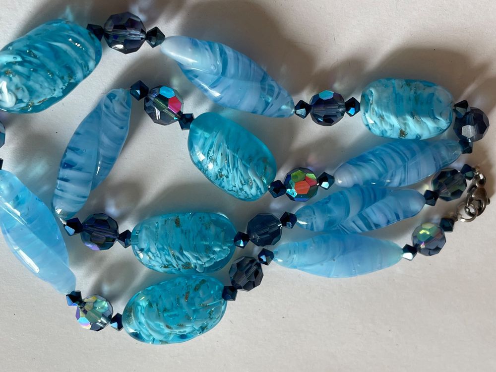 Collier Vintage En Verre De Murano - Long Collier Verre Coloré - Occasion