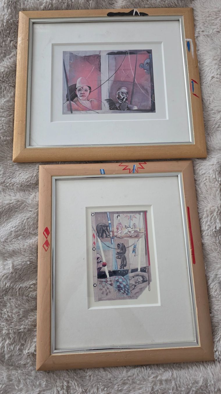 Foto & Immagini: Zwei gerahmte Kunstdrucke Zirkus – Usato da Wittenbach venduto da rose_rosi