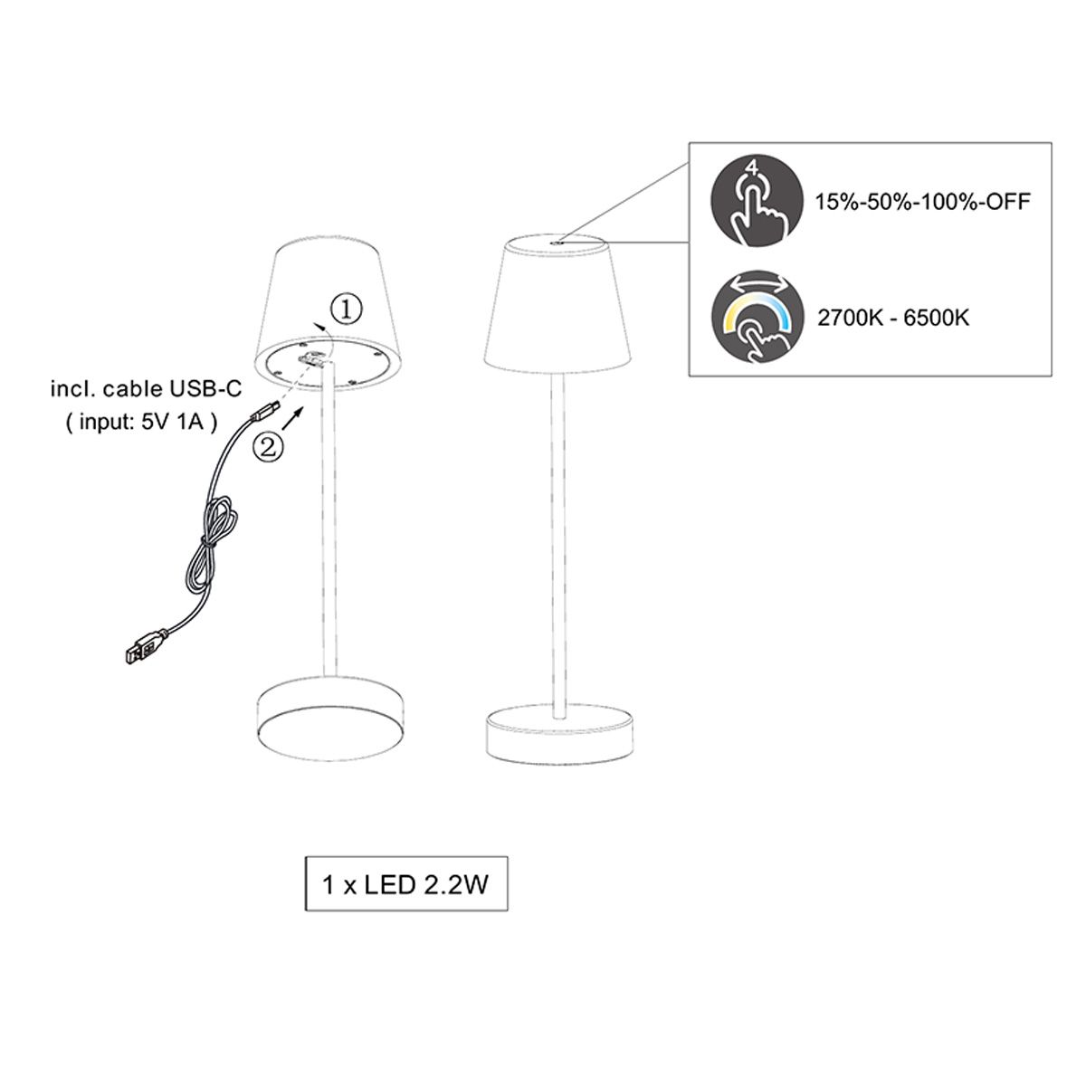Lampade: Aussen Tischleuchte, 39 cm Höhe, IP44 – Nuovo (secondo la descrizione) da Kreuzlingen venduto da Smart-Light 8
