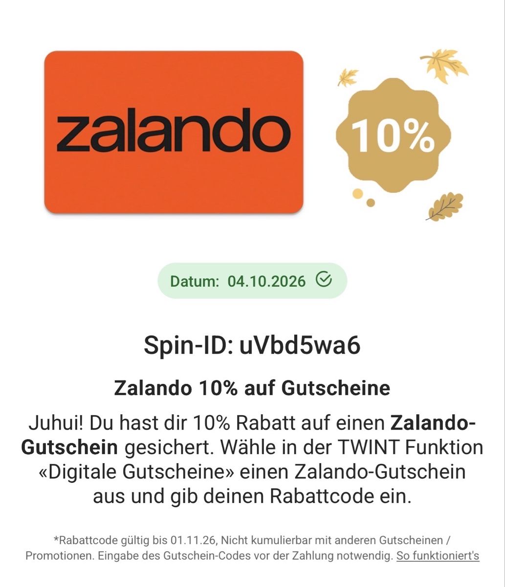 Buoni: Zalando Rabattcode 10 Prozent neu und gueltig – Nuovo e nell'imballaggio originale da Freienbach venduto da SwissTopDeals