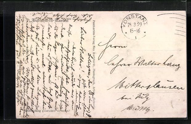 Cartoline postali: AK Berlingen, Uferpartie mit Booten – Usato da Berlin venduto da bartko-reher 1