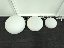 3er Set Kugellampen Opalglas | Tischlampen weiss matt