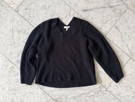 Schwarzer Woll Pullover weit geschnitten, Grösse 36
