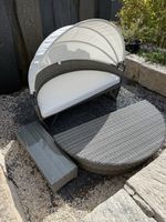Rattan Sonneninsel mit Dach+Tisch (Beliani Sylt Lux)