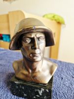 Buste Militaire Bronze Soldat Suisse Stahlhelm Schmield