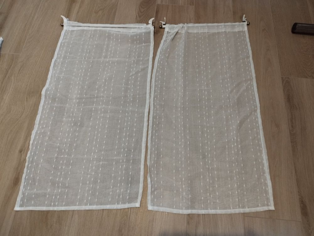 Rideaux Brise-bise En Lin - Lot De 2, Blanc, 60 X 65 Cm - Pour Porte-fenêtre, Balcon, Caravane - Style Campagne, Semi-transparent - 8