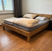 Eichen Massiv-Holz-Doppelbett 180x200cm