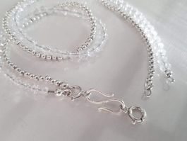 Kette mit Bergkristall, 925 Silber Verschluss - neu&ungetr.