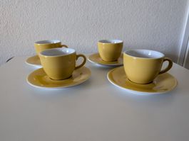4 gelbe Kahla Espressotassen